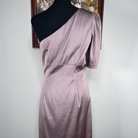 Donna Ricco A-Line Dress Women's 6 One Shoulder Party Cocktail Brown-ish Gray - Picture 4 of 13